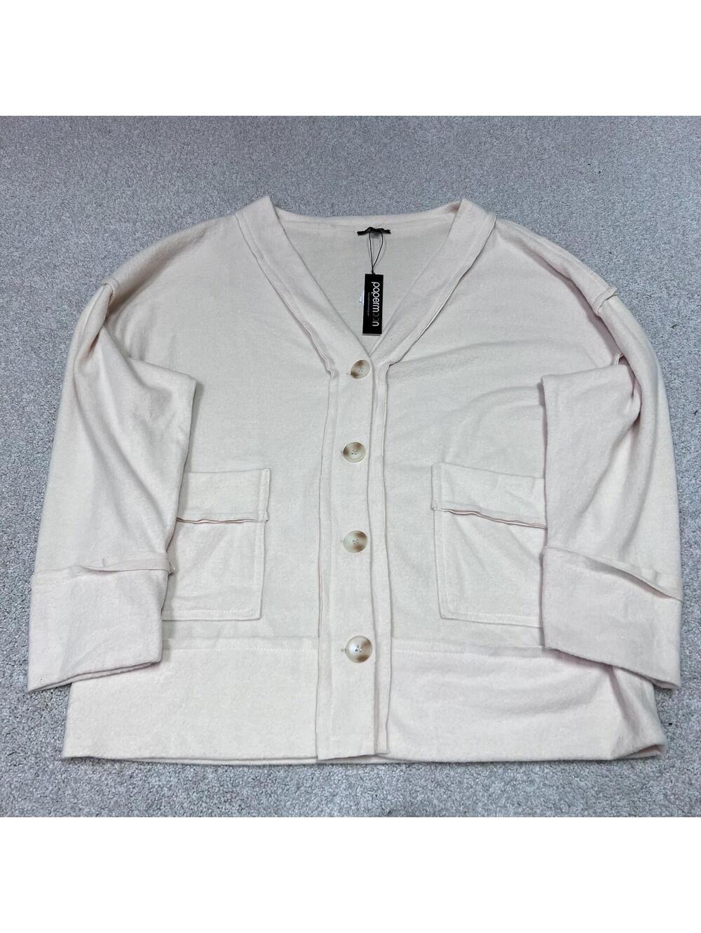 Papermoon Sweater Ivory Button Up Oversized Long Sleeve Women’s Size Small NWT